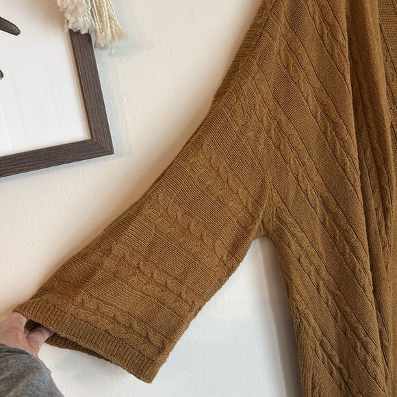 J. Jill Women’s long open cable knit camel tan casual cardigan sweater XL tall! - Picture 3 of 8